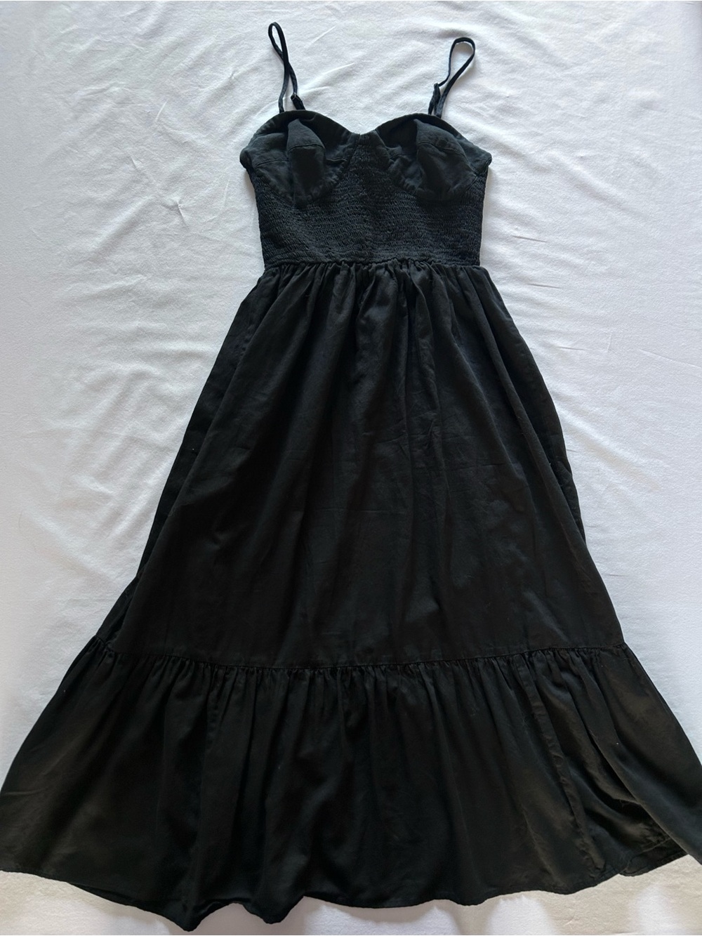 GAP Black Bustier Smocked Maxi Dress XS Corset Tiered